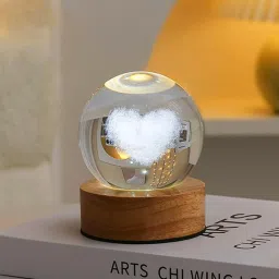 cartman 3D Engraved Heart Crystal Globe Table Lamps Lamp Shade image 3
