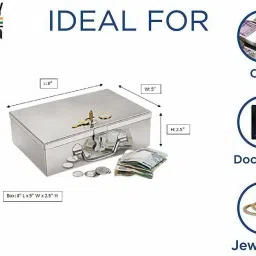 ginoset safe locker box Home,Office,Hotel,Bank All use Size-8 Inch With Lock And 2 key Safe Locker image 3