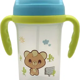 cartoon printed kids sipper cum water bottle with handle (Green)-image-68