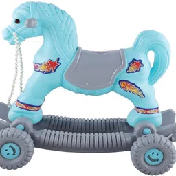 toyprofessor PLASTIC CHETAK HORSE WITH ROCKING FUNCTION AND RUNNING RIDE ON HORSE RIDING-GREY Tricycle-picture-13