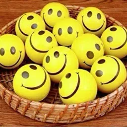 Smiley Soft Balls Happy Smile Funny Cute Face Anti Stress Slow Rising Squeeze Ball Kids Vent Toy Gift Stress Reliever Smiley Ball, Set of 12 - Yellow Color- 3 inch-image-46