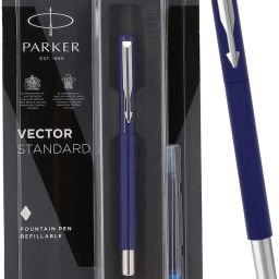 Vector Standard Fountain Pen Fine Tip With 1� Ink Cartridge Blue Body Color Fountain Pen-24