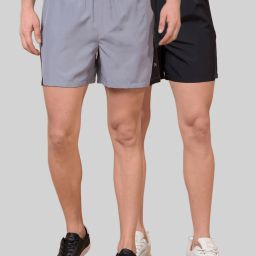 Pack of 2 Color Block Men Black, Grey Sports Shorts-image-74