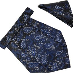 VOICI Men's Paisley Blue Color Pocket Square & Cravat-image-25