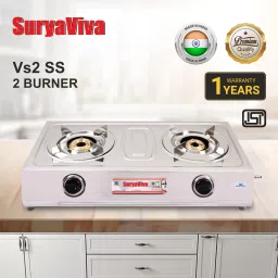 VS2 2b Stainless steel stove 2 Cast Iron burner(Silver) Stainless Steel Manual Gas Stove-28