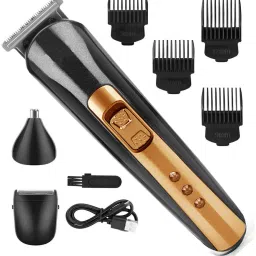 FGHJ Powerful Cordless 3In1 Hair Trimmer Beard Shaver Rechargeable Nose Trimmer Grooming Kit 60 minRuntime 4 Length Settings-image-35