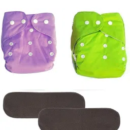 All in One Washable Reusable Adjustable Cloth Diapers Nappy with 4 Layer Bamboo Charcoal Insert - 0-24 Months (2 Diaper + 2 Inserts)-picture-19