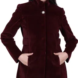 Woolen Polyester Blend Solid Coat For Women-image-36