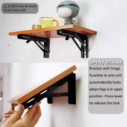 wolblix Foldable Shelf Hinge Bracket Wall Mounted for Bench Table 40 CM Shelf Bracket image 3