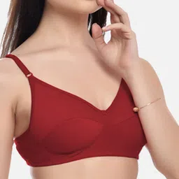 FIMS Women Pack of 2 Orange And Maroon Cut And Sew Seam Full Coverage Cotton Bra image 4