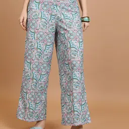 Vishudh Printed Off Shoulder Crop Top With Trousers image 5
