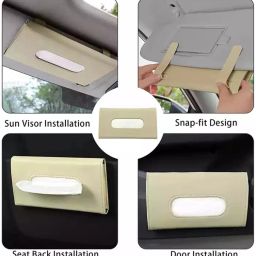 BT169-Car Sun Visor Tissue Box Holder PU Leather Paper Napkin Organizer Hanging Vehicle Tissue Dispenser-picture-22