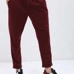Structured Men Solid Maroon Track Pants-image-4