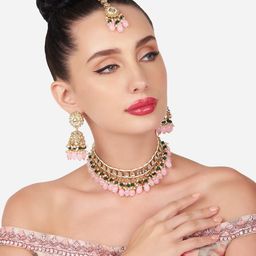 Zaveri Pearls Gold-Plated Kundan Studded & Beaded Necklace & Earrings-47