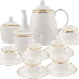 Pack of 15 Bone China Bone China Tea Set with 6 Cups & Saucer, Tea Kettle Pot, Milk Pot-picture-7