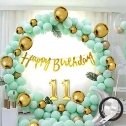 11th Green Gold Happy Birthday Decoration for Girls Kids Boys-image-48