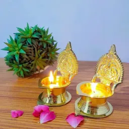 Brass Diya for Mandir Pooja and Diwali Festival Decoration Kamakshi Devi Brass Brass (Pack of 2) Table Diya-picture-14