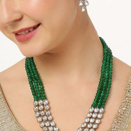 OOMPH Gold-Plated Kundan Stone Studded & Beaded Jadau Jewellery Set-2