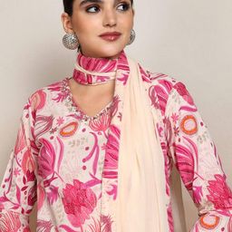 Vishudh Floral Printed Pure Cotton Straight Kurta & Trousers With Dupatta-picture-37