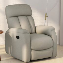 casacraft from pepperfry Vintter Fabric 1 Seater Manual Recliner in Light Grey Colour-picture-1