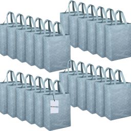 Non-Woven Reusable Eye-Print Shopping Handbag|Pack of 24|Gray Pack of 24 Grocery Bags-image-39