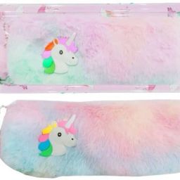 unicorn fur cotton pouch for kids pencil pouch pencil case Cotton Fur Pouch Multipurpose Unicorn Pencil Case Pencil Pouch for Girls Art EVA Pencil Box-10