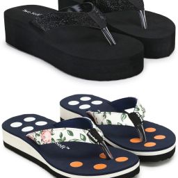 Combo Pack Of 2 Stylish Casual Light & Soft Comfortable Daily Wear Women Slippers-image-16