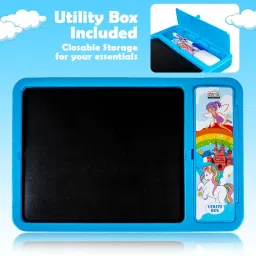 avis 2 in 1 Unicorn Writing Slate with Pencil box for kids Blue image 3