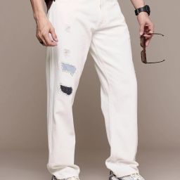 Men Regular Mid Rise White Jeans-image-44