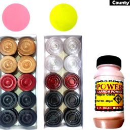 Premium quality Carrom Coins Wooden & Crystal Carrom Pawns-10