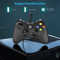 gamnik Xbox 360 Wired Black Controller for PC and Microsoft Xbox 360 Console. Joystick image 2