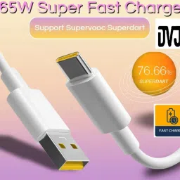 DVJ Type C 1 m SUPER VOOC SUPER FAST 65w/6amp Super Fast Type C Data Cable, USB-A to USB-C Cable Nylon Braided Cable Cord Device image 5