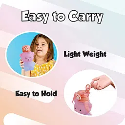 karioxcraft Push Button Open Teddy Water Sipper Bottle with Stickers and Adjustable Strap 900 ml Water Bottle image 4