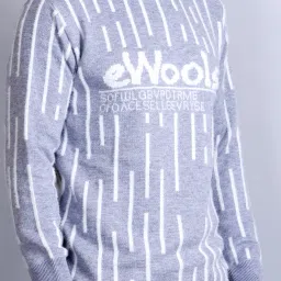 Men Self Design Crew Neck Grey Sweater-picture-17