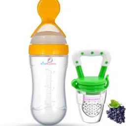 Silicon Food Feeder - Silicon Fruit Feeding Nipple for Baby Food Grade Silicon Container and Nipple BPA Free Combo Pack of 2- Silicon Food Container & Nipple, Food Grade Plastic Caps-25