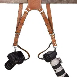 SUPERNIC Camera Strap for 2 Cameras/Dual Shoulder Leather Harness/Multi-Camera Gear Strap-image-3