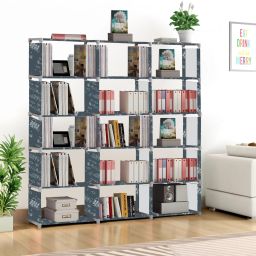 Compact 18-Tier Book Organizer/Shoe/Chappal/Book/Clothes Rack with Plastic Joint Metal Open Book Shelf-image-80