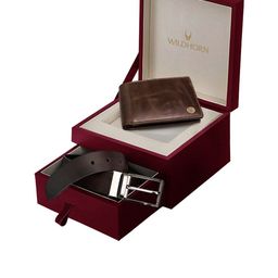 WildHorn Men Brown Genuine Leather Wallet & Belt Combo Gift Set-image-31