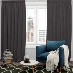 parda online Dark Brown Polyster Solid 5ft Blackout Rod Pocket Window/Door (2 Pc)-picture-3
