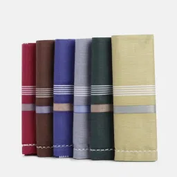Texco India Cotton Men Dark Colours Casual Style Handkerchief (Pack Of 6) ["Blue, red, brown, grey, green, cream"] Handkerchief-picture-33