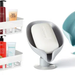 Soap Box Self Draining Bathroom Soap Holder & Bathroom Shelves Plastic Wall Shelf-image-93