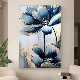 art street Elegant Flower Blue Synthetic Wood Wall Art-picture-24