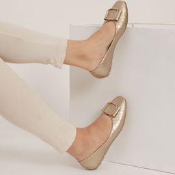 Sherrif Shoes Textured Square Toe Ballerinas With Bows-41