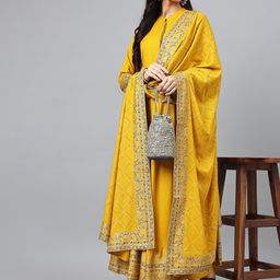 Khushal K Ethnic Motifs Printed Regular Kurta with Palazzos & With Dupatta image 2