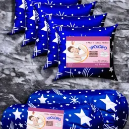 5 Cushion And 2 Polyester Fibre Abstract Bolster Pack of 7-image-98