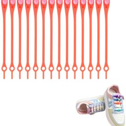 JIALTO No tie Shoe Laces Adults Stretch Silicone Elastic Laces No Tie Tireless Orange Shoe Lace-image-25