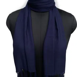 Solid Viscose Women Dark Blue Scarf-image-71