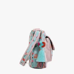 Anekaant Green & Peach-Coloured Floral Digital Printed Structured Sling Bag image 3