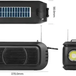 Gadget Zone Bluetooth Speakers Wireless Stereo Solar Power Loudspeaker Fm Radio Aux Tf Usb 10 W Bluetooth Party Speaker image 2