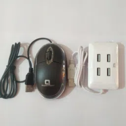 Quantron QMU-760, WIRED MOUSE + USB 4PORT USB HUB WHITE COMBO PACK. Wired Ambidextrous Optical Mouse-20